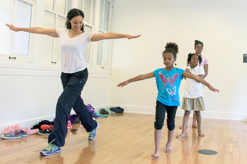 Valerie Ifill, of the Drexel dance program, teaching young community members at the Dornsife Center. Photo by Jennifer Britton.